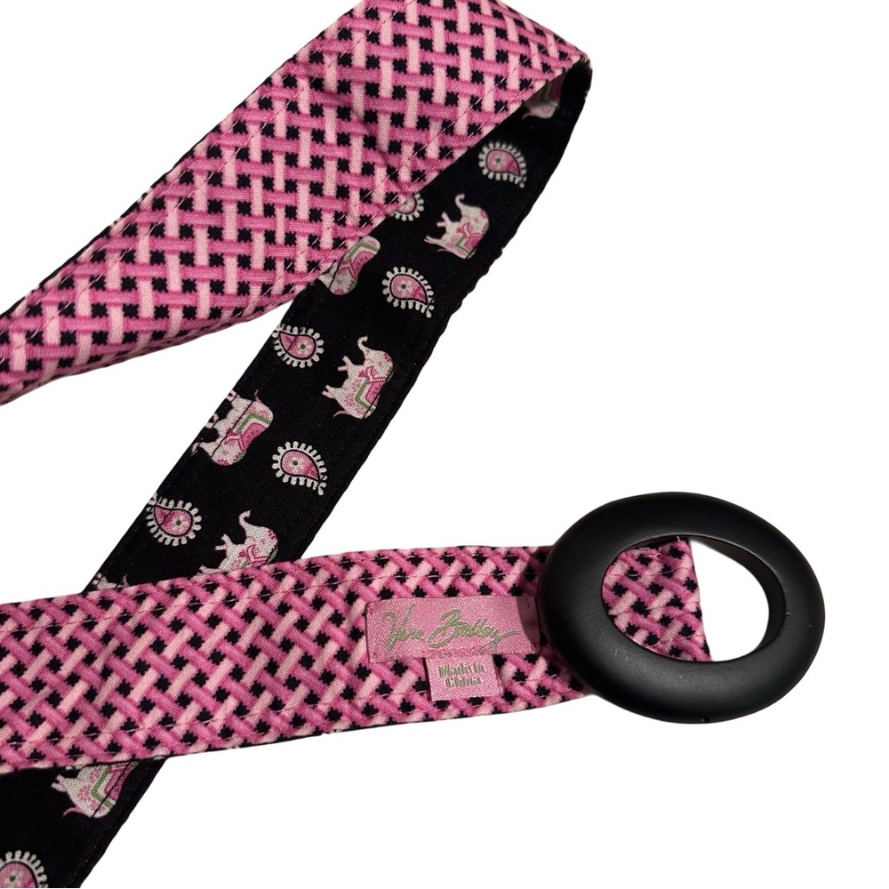 FREE* Vera Bradley Pink Elephants Reversible Belt Paisley Black Oval Buckle OS
